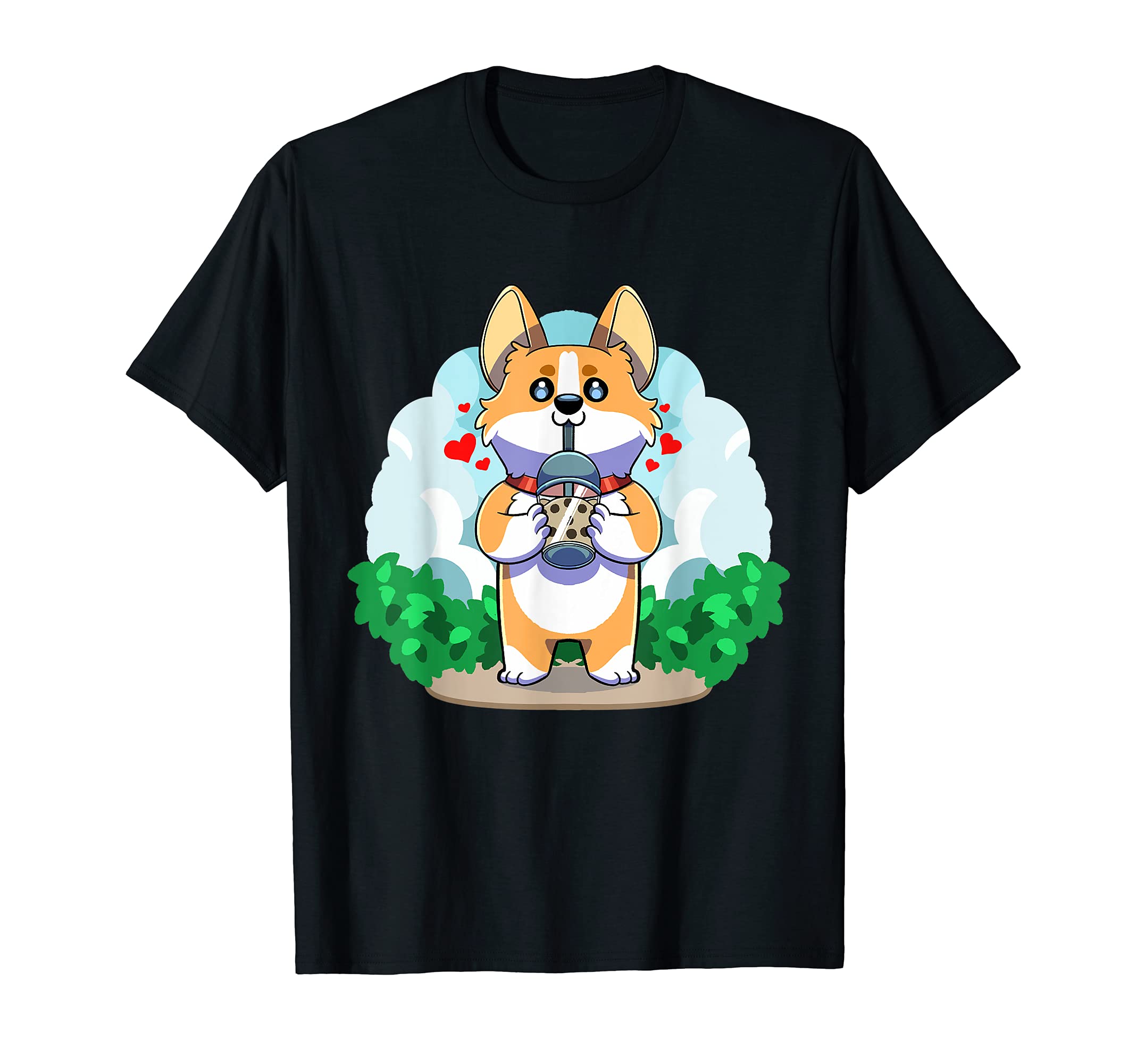 Corgi Boba Bubble Tea Pembroke Welsh Dog Kawaii Puppy Anime T-Shirt