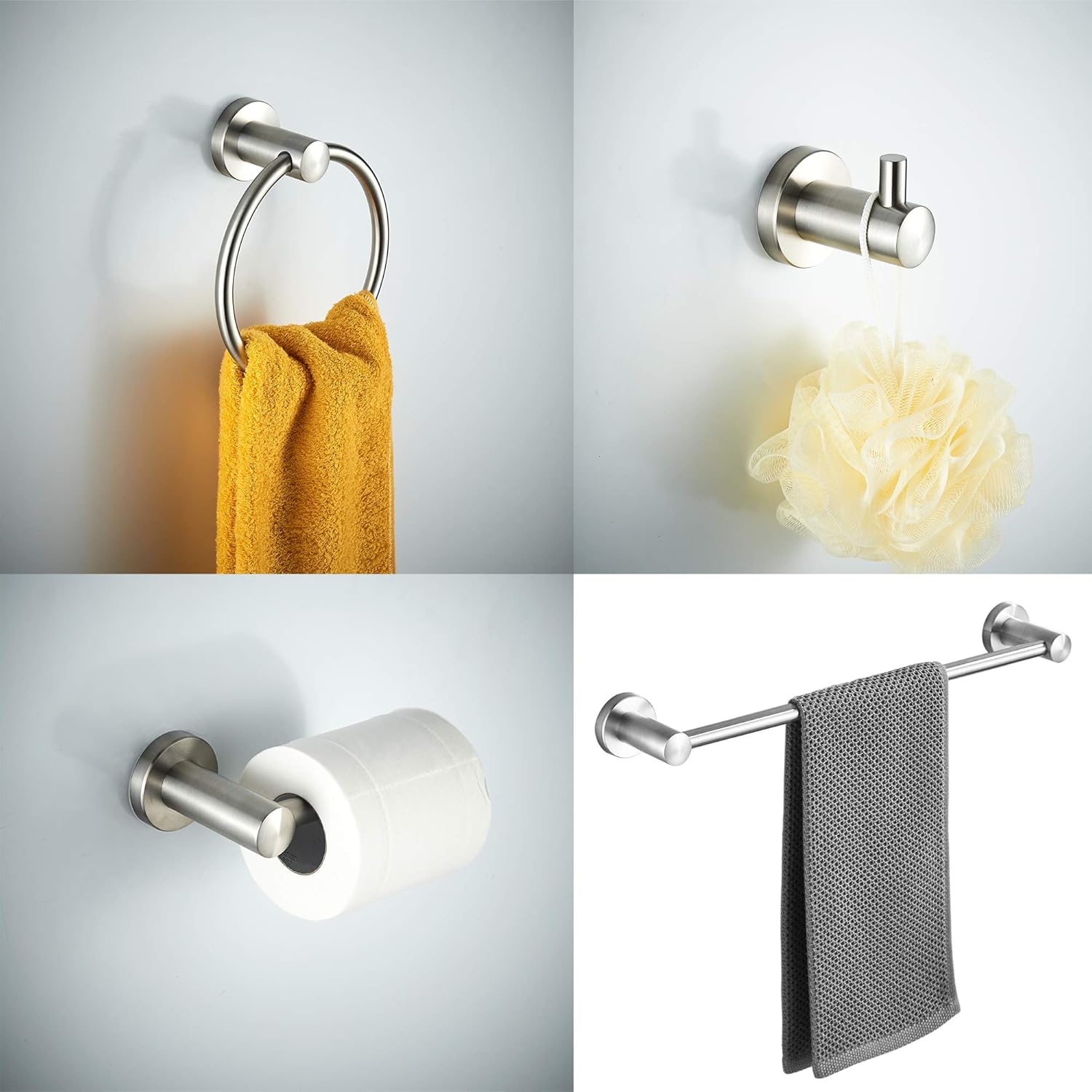SAFETY+BEAUTY Bathroom Towel Robe Hook, Stainless Steel Rust Proof, 2 Pack, Brushed Nickel: Home & Kitchen