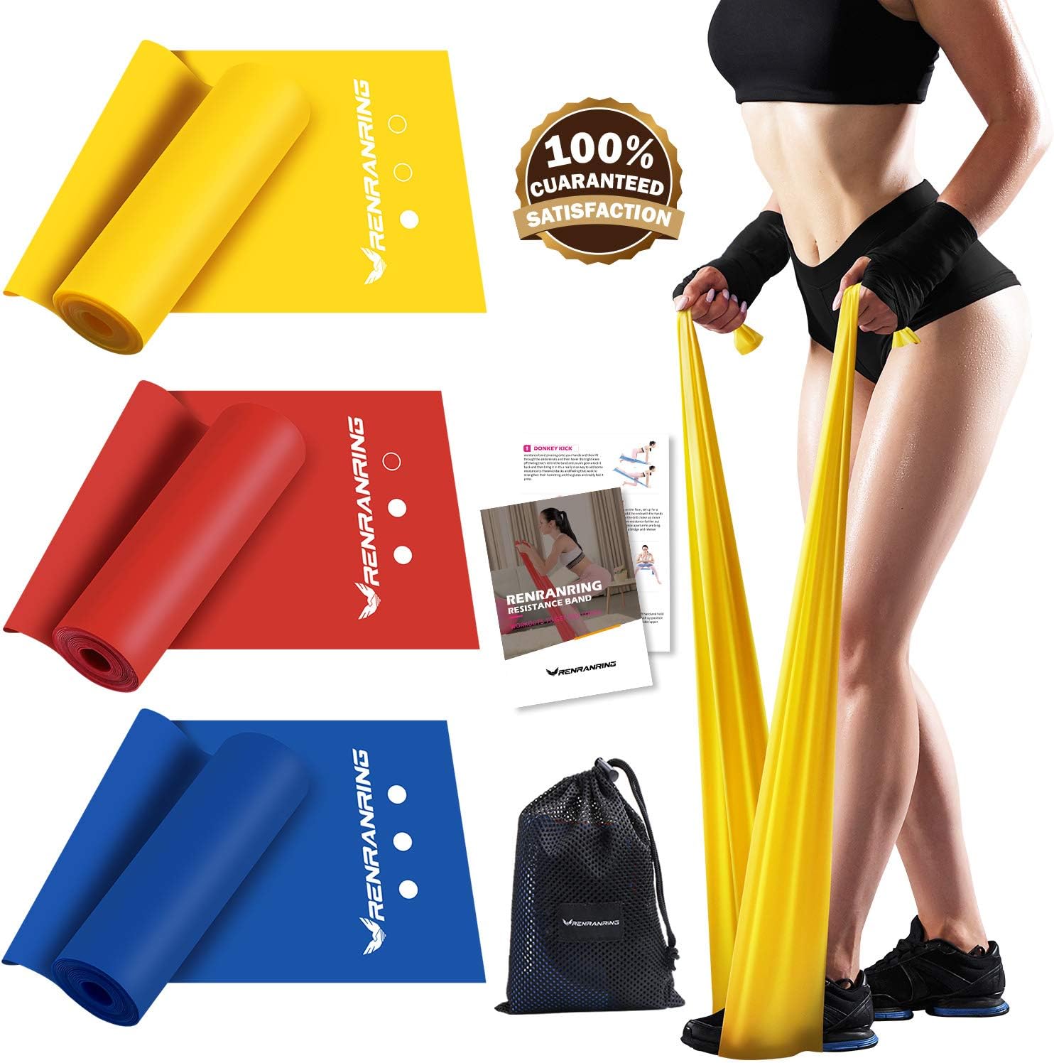 RENRANRING Resistance Bands, Exercise Bands for Physical Therapy, Yoga, Pilates