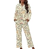 Modysero Womens Pajamas Long Sleeve Button Down Pajama Set for Woman Pj Sets Soft Cozy Loungewear with Notch Collar