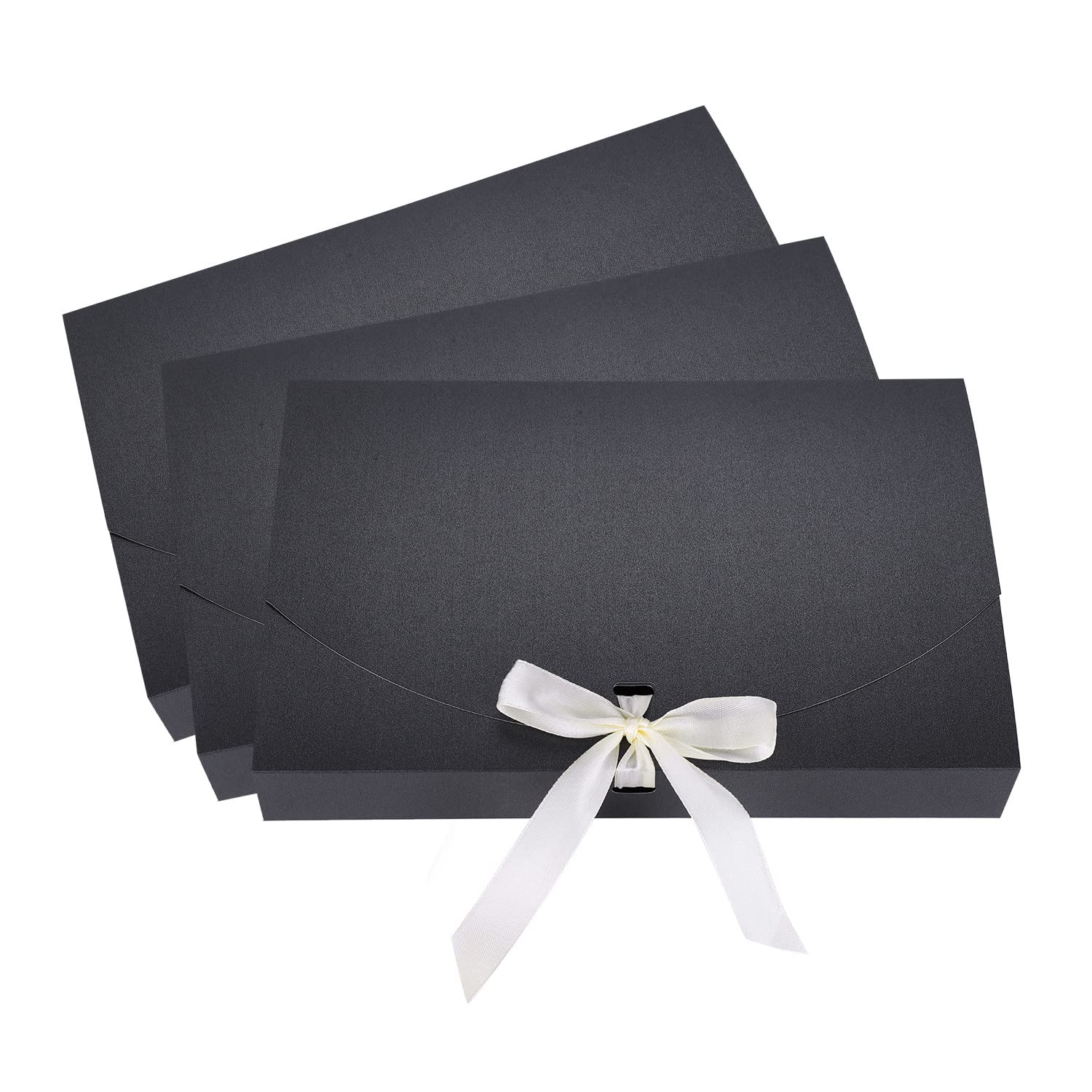 Photo 1 of 10 Pack Gift Card Boxes Large Luxury Gift Envelope Wrapping Box with Lid Ribbon Shirt Gift Box for Birthday Wedding Proposal Parties Christmas Valentine New Year Gift Present Packaging Box (Black)