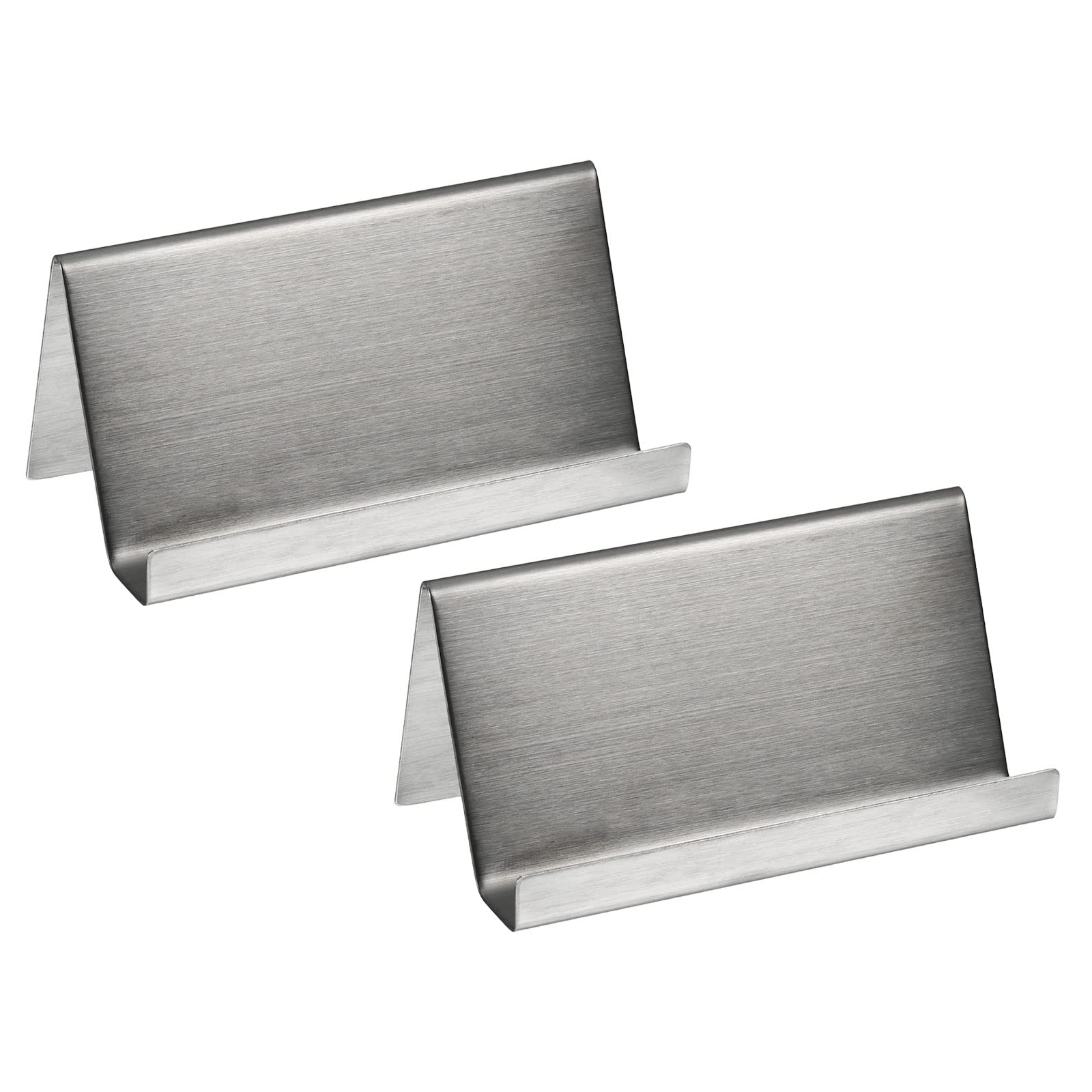 YOKIVE 2 Pcs Business Card Holder, Business Card Case with Fine Texture Desktop Hold Cards, Great for Office, Meeting, Daily Use (Black, 3.5-Inch)