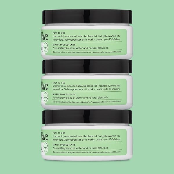 FRESH WAVE ODOR REMOVING GEL, 7 OZ., PACK OF 3 – ODOR ABSORBERS FOR HOME, SAFER ODOR RELIEF, NATURAL PLANT-BASED ODOR ELIMINATOR, EVERY 7 OZ. LASTS 15-30 DAYS, FOR COOKING, TRASH & PETS