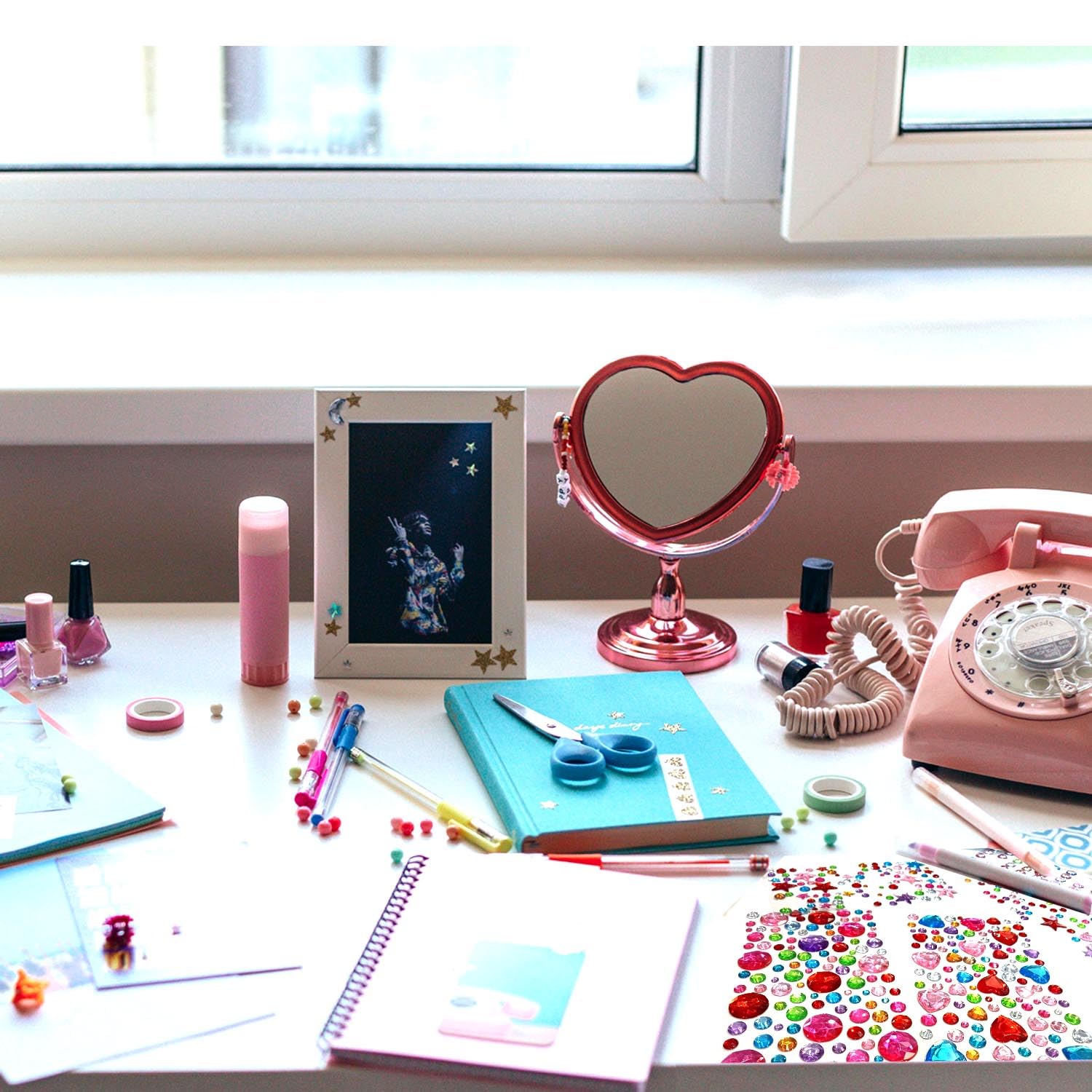 3228pcs Gems Stickers, Self Adhesive Rhinestone Jewel Stickers, Acrylic Gems DIY Craft Decorative Diamond Stickers, Assorted Shapes Jewels Rhinestones Sticker, Gem Sticker Crafts for Kids