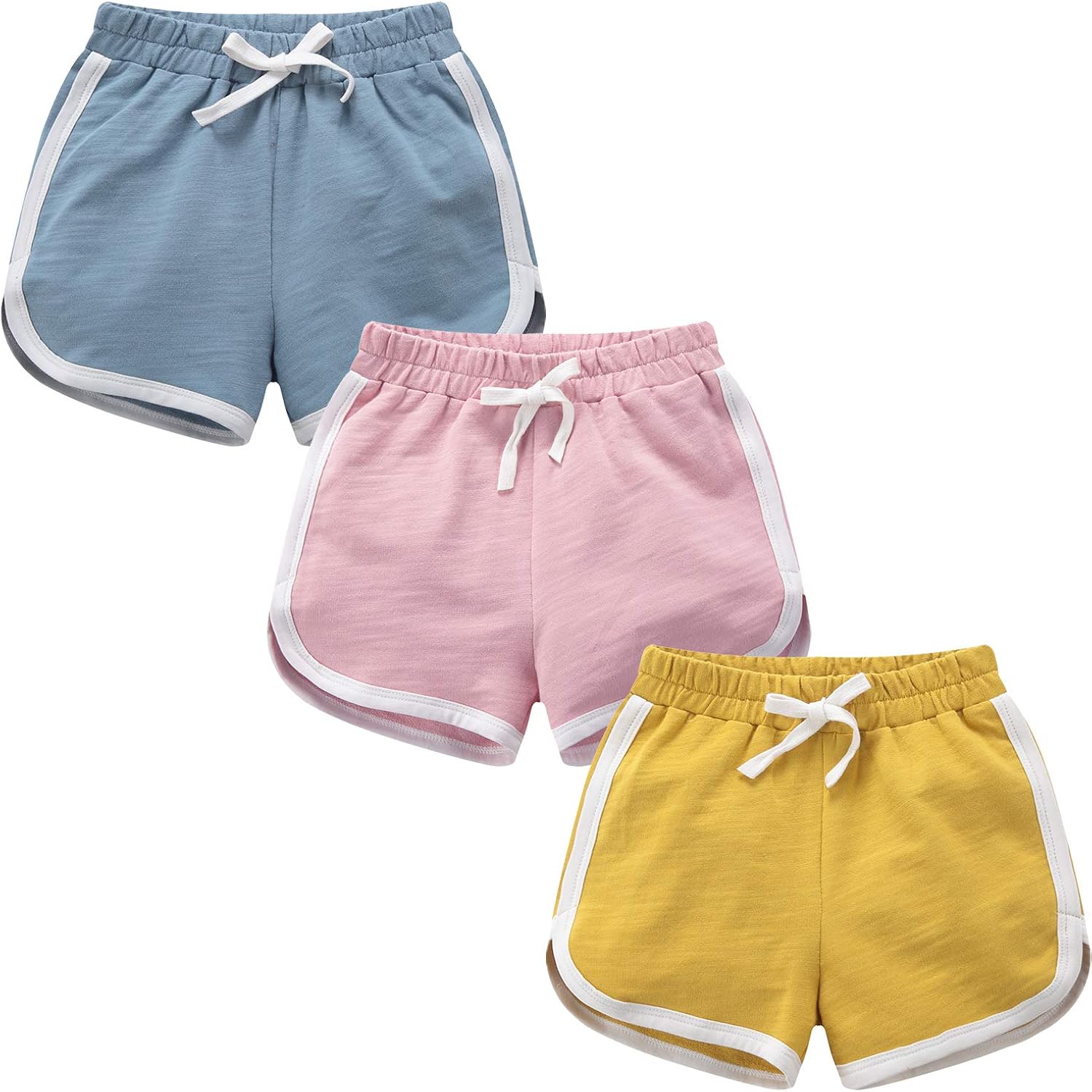 Girls Boys 3 Pack Running Athletic Cotton Shorts, Kids Baby Workout and Fashion Dolphin Summer Beach Sports: Clothing