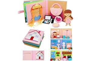 BizyKoady Montessori Felt Busy Book Toddlers Quiet Book Preschool Early Learning Educational Travel Toys for Kids Age 2 3 4 5 6 Years Travel Essentials Daily House Learning Activities Girls
