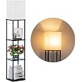SUNMORY Floor Lamp with Shelves, Modern Square Standing Lamp with 3 ...