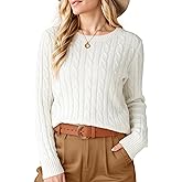 Womens Winter Fall Sweaters 2026 Trendy Cable Knit Long Sleeve Crewneck Tops Casual Outfit Sweater for Women
