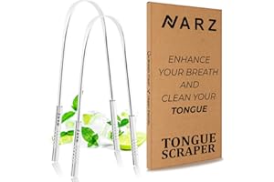 NARZ Tongue Scraper Professional Tongue Cleaner for Bad Breath Reusable Stainless Steel Tongue Scrapers for Oral Care with Du