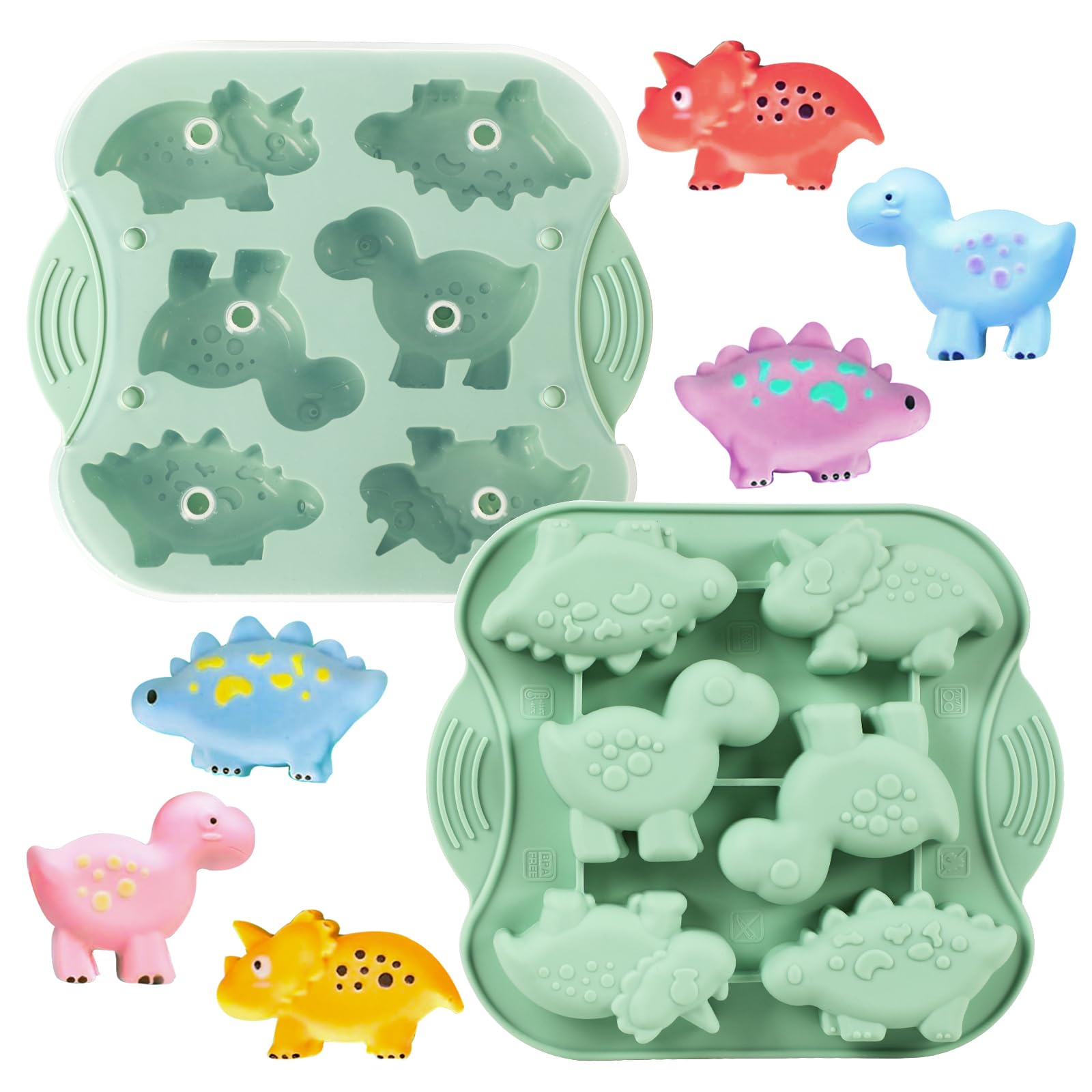 Photo 1 of 2-Pack Silicone Dinosaur Mold, Multi-Purpose Jello Molds for Kids, Dinosaur Silicone Mold for Chocolate, Dinosaur Baking & Crafting Tool for Cake, Candy, Jello, Ice Cubes