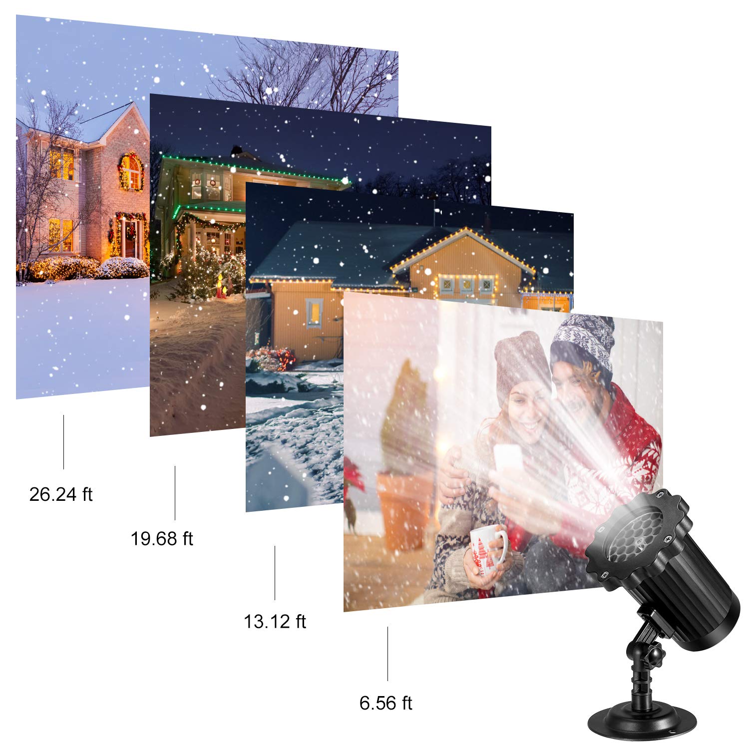 Snowfall Projector Lights, Enow Xmas Snow Falling Night Projection Lamp Waterproof Outdoor Indoor LED Snow Spotlight for Home Party Garden Halloween Holiday Landscape Decorations Remote Control
