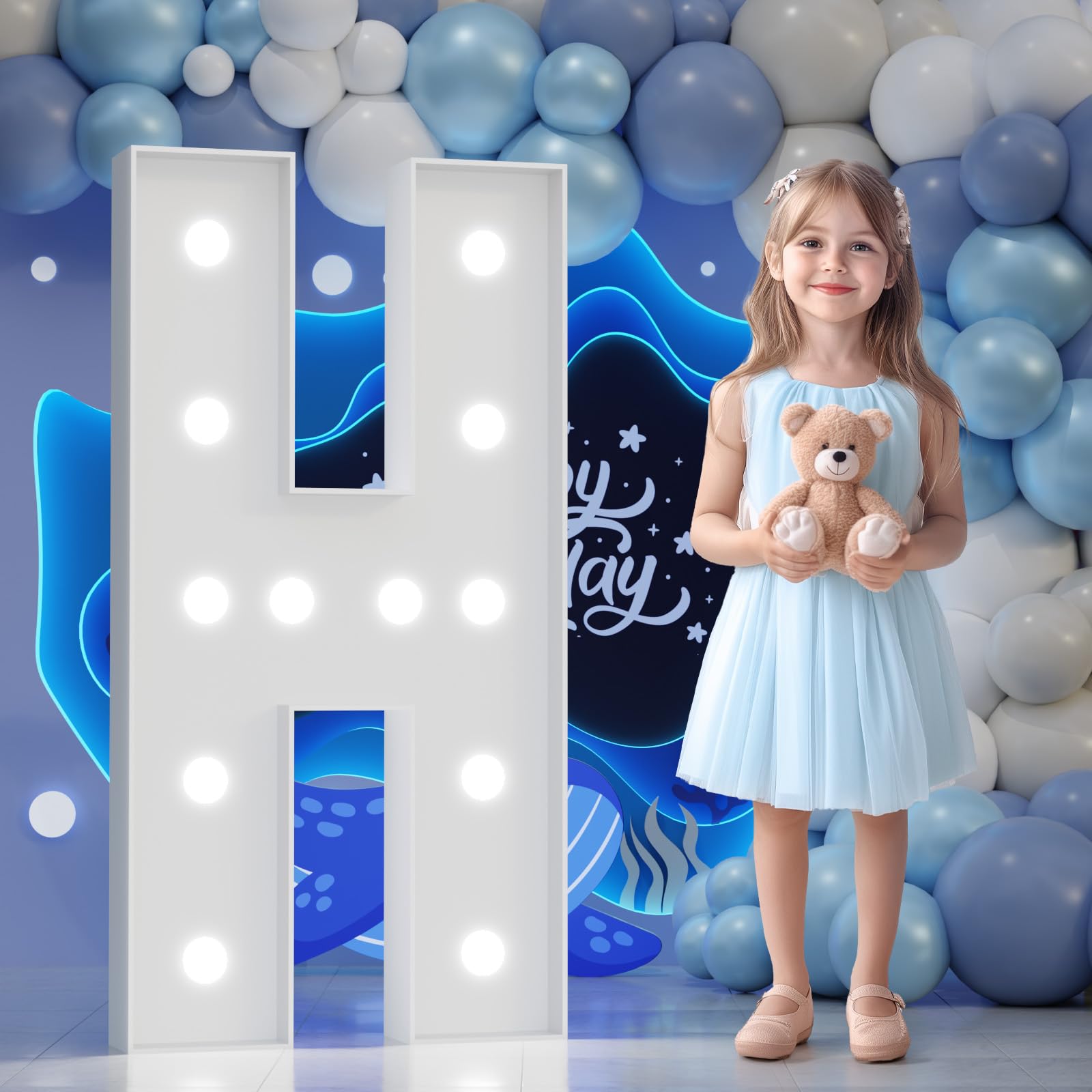 Photo 1 of Big Marquee Light-up Letter Decorations: 4 Feet Tall Large Letters H Marry Me Proposal Baby Shower Alphabet 4FT Sign Graduation Party Wedding Engagement Anniversary HOCO Decor Mosaic Balloon