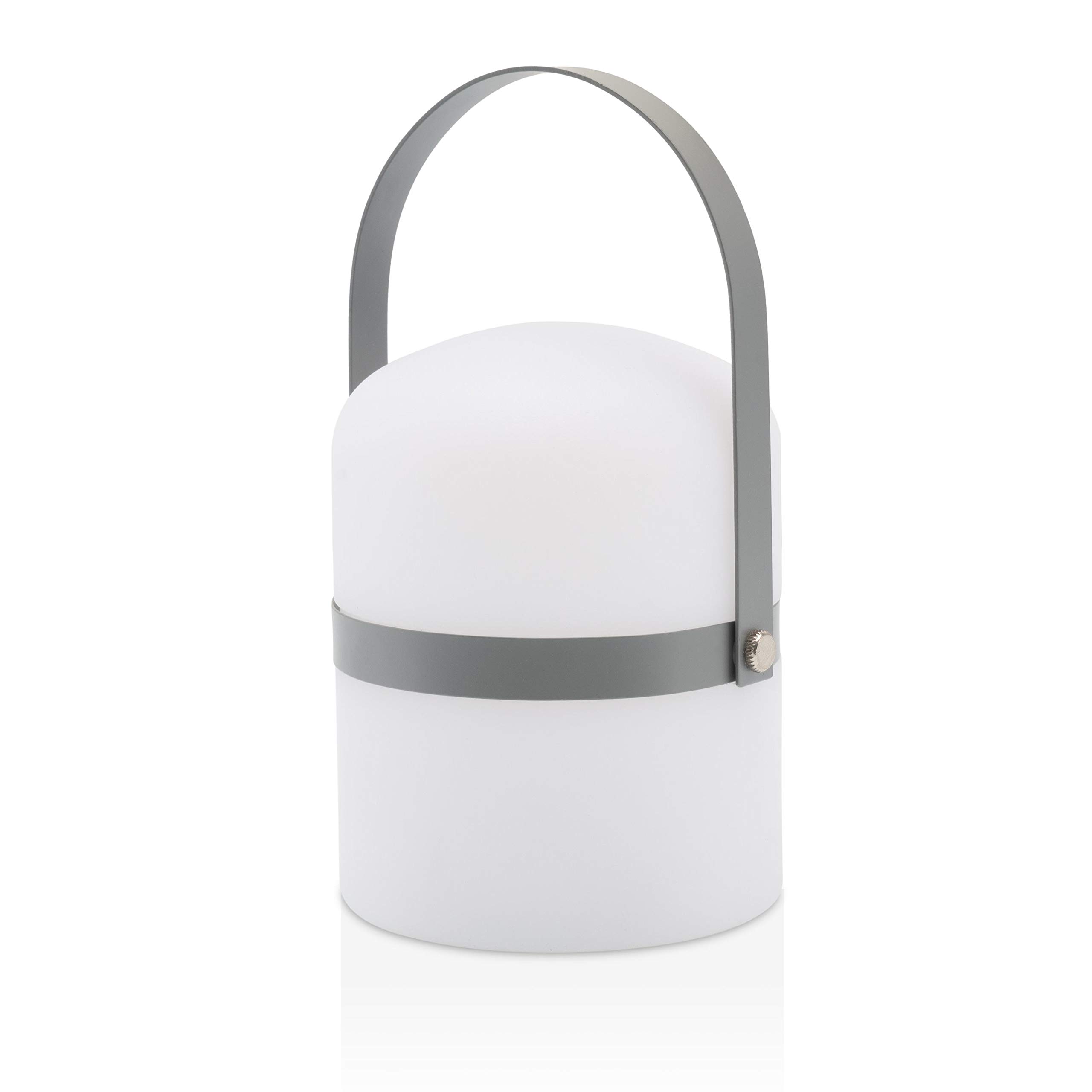 LUUK LIFESTYLE Battery LED Lantern with Handle, 72-Hour Lighting Duration, USB Rechargeable and Dimmable, for Living Room, Bedroom, and Balcony, in Matte Grey