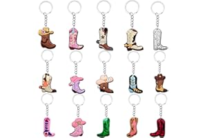 Palumma 15 Pcs Western Keychain Set Silicone Cowboy Theme Charms for Wallet Backpack and Party Decorations