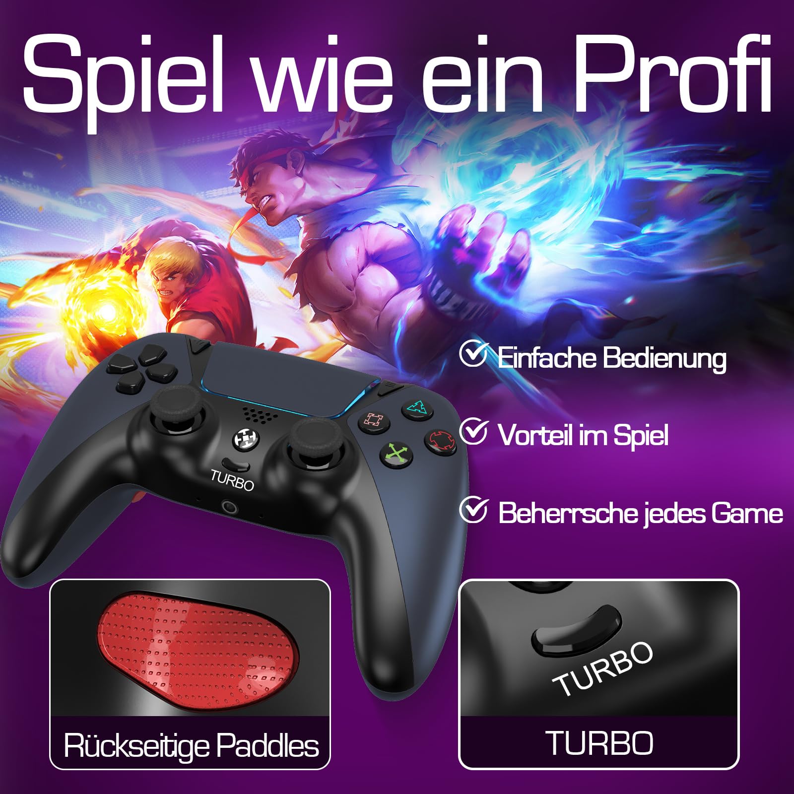 Ymir Wireless Luna Controller für Fire TV Stick,Gaming Controllers Alternative for Luna,PC Bluetooth Gamepad für Tablet Android Handy,ALPS Joysticks ohne Drift Turbo Gyro 1200mAh Akku Schwarz 5