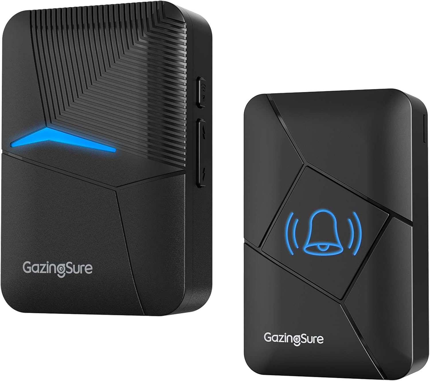 Wireless Doorbell, GazingSure 1500ft Range Waterproof Door Bell Chime, Door Bell Ringer Wireless with 55 Melodies, 5 Volume Levels & LED Flash, Battery Powered Transmitter & Plug-in Receiver - Black