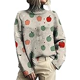 domirica Women's Chunky Knit Fall Sweaters Fall Turtleneck Sweaters Long-Sleeved Pullover Vacation Clothes Retro Streetwear