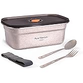 wegirvin Metal Lunch Box – Lightweight Leakproof Titanium Lunch Container with Fork & Spoon, 1000ml, for Daily Meals (Titanium Natural)