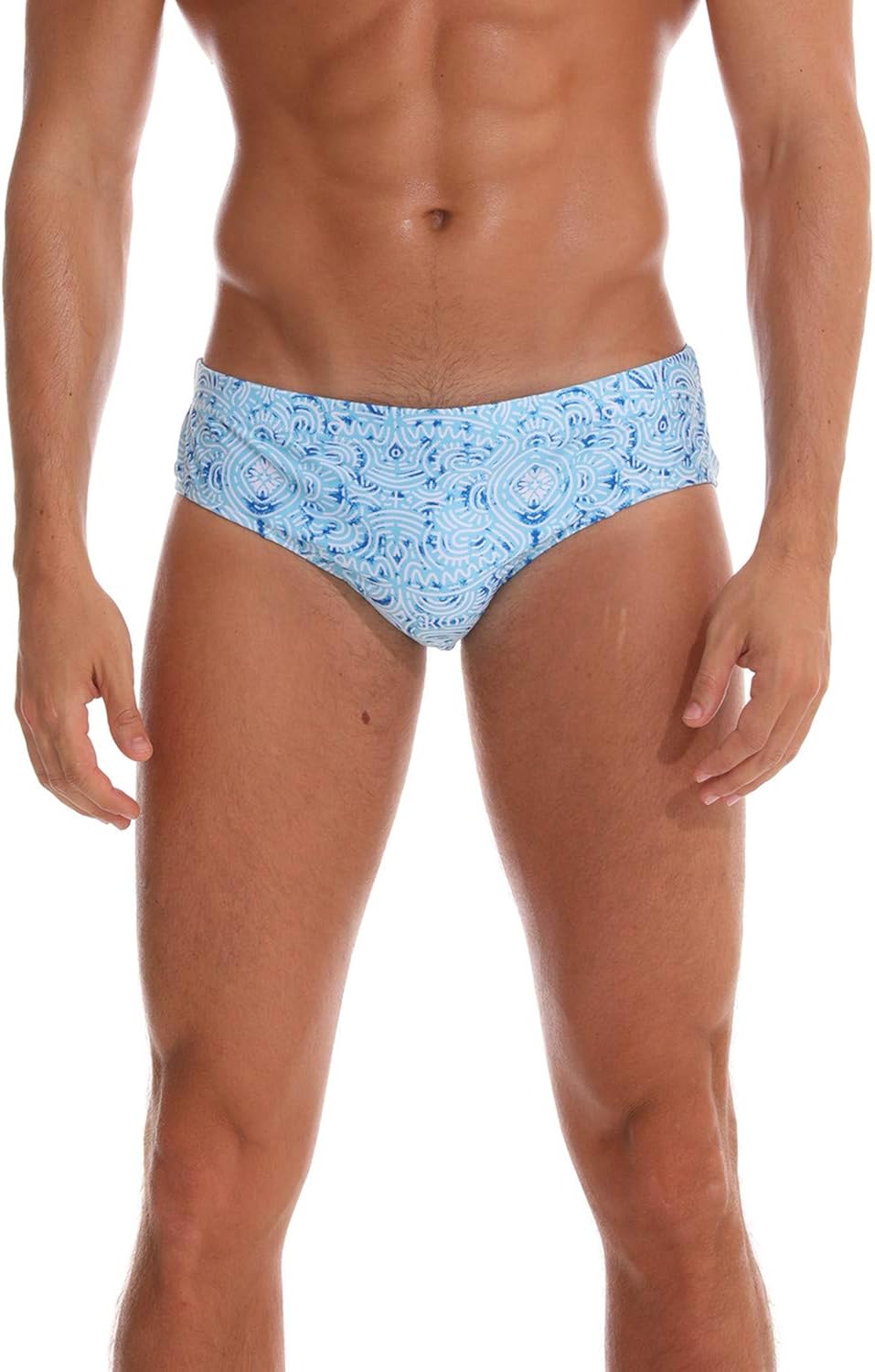 TENMET Men’s Swim Boxer Briefs Swim Shorts Printed Quick Dry Swimsuit