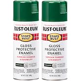 Rust-Oleum Stops Rust Spray Paint, Gloss Hunter Green | Rust Resistant, Indoor and Outdoor Durability, Beautiful Finish on Metal, Wood and More, Sprays from Any Angle, 2 Pack