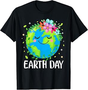 Happy Earth Day Shirt Cute Earth with Floral Earth Day 2026 T-Shirt