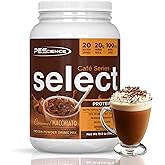 PEScience Select Cafe Protein Coffee Flavored Powder, Caramel Macchiato, 100mg Caffeine, 20g Iced Protein Coffee Powder or Creamer, 20 Servings