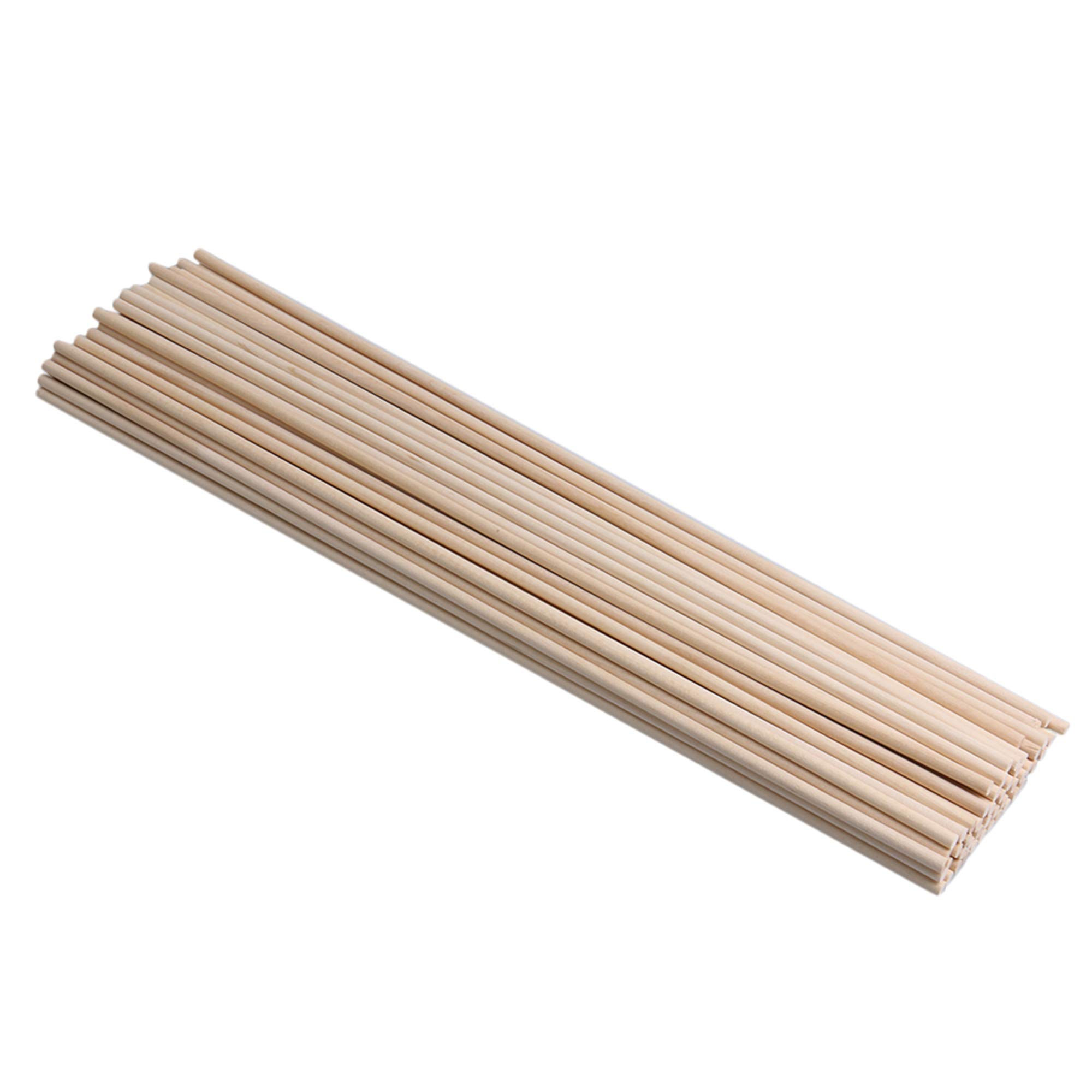 Mxfans Round Birch Wood Craft Sticks Wooden Dowel Rods 400mm Length 5mm Dia Pack of 50