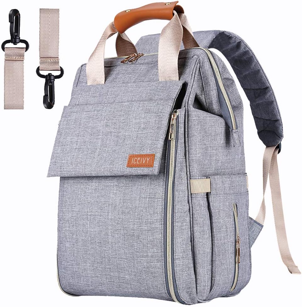 AISPARKY Diaper Bag Backpack Multi-Function Waterproof Travel Nappy Bag for Baby Care, Large Capacity, Durable and Stylish Changing Bag for Mom and Dad, Grey