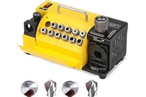 Huanyu Drill Bits Sharpener Portable Drill Bit Grinder End Mill Re-Sharpener with 11 Collects Angle Adjustable High-precision MR-13B (110V, CBN wheel for HSS)