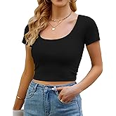 Artfish Women's Casual Short Sleeve Scoop Neck Fitted Workout Basic Crop Top Teen T-Shirts