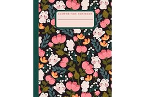 Composition Notebook College Ruled: Cute Kawaii Floral Bunnies Aesthetic Journal