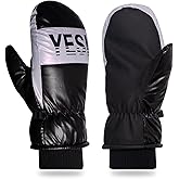 Pixel Panda Ski Gloves Men's Thermal Gloves Cold Weather for Women Running Skiing?Black-s?