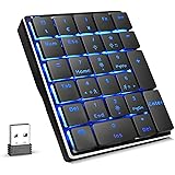 ROTTAY Number Pad, 2.4GHz Wireless Mechanical Numpad Rechargeable 10 Key Blue Switch Backlit Numeric Keypad for Laptop & PC