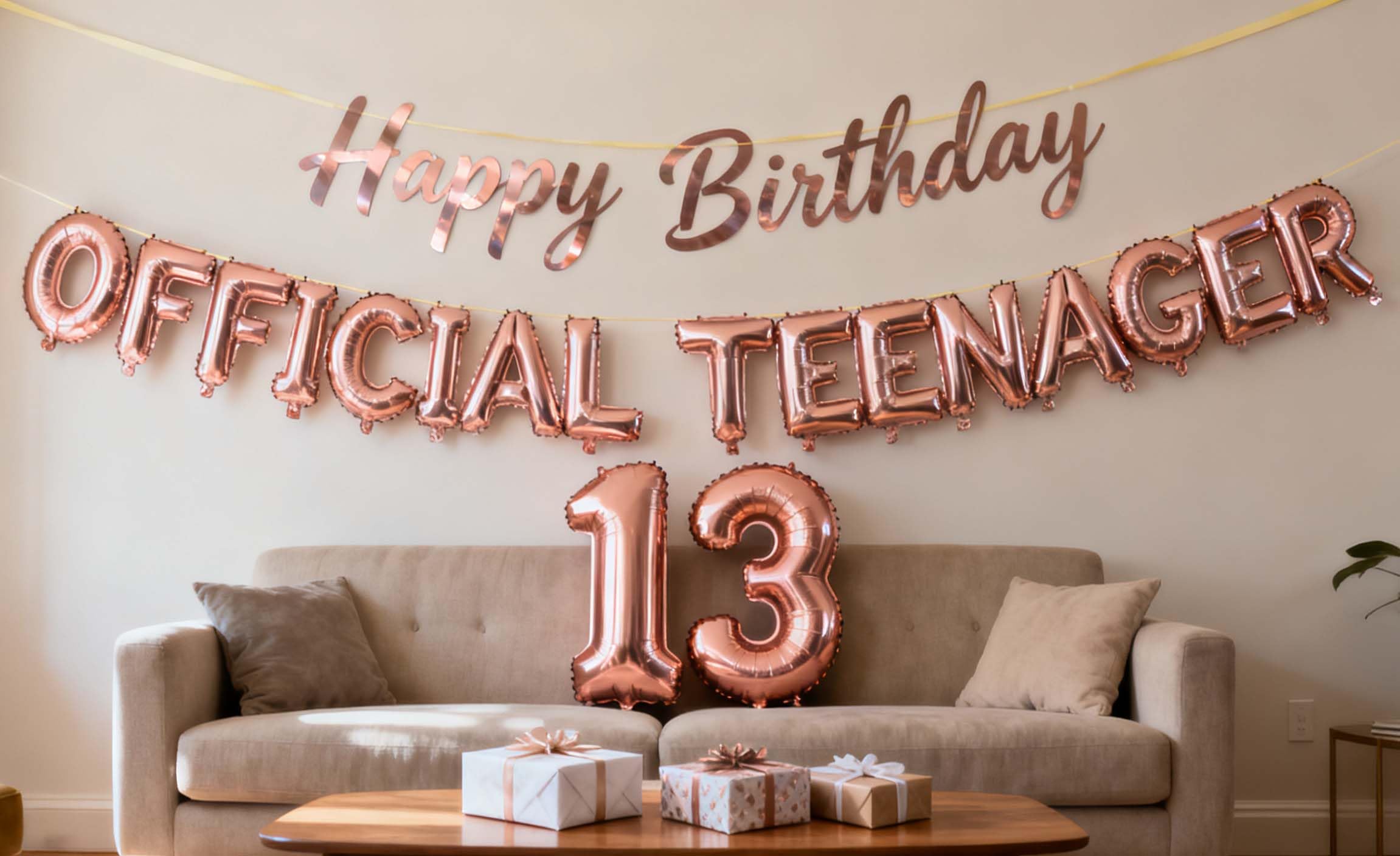 Photo 1 of 13th Birthday Decorations for Girls, Rose Gold Official Teenager Banner Number 13 Birthday Foil Balloons for 13 Years Old Birthday Anniversary Supplies Girls(13th Rose Gold)