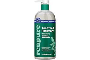 Renpure Plant Based Tea Tree and Rosemary Refresh and Rebalance Shampoo - Soothes Dry Scalp - Delivers Moisture and Shine - Rids Hair of Grime - Dye Free - Recyclable, Pump Bottle Design - 24 fl oz
