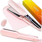 ANGENIL Pro Titanium Flat Iron Hair Straightener 1.75" Wide, Salon Grade Dual Voltage Straightening and Curler 2-in-1 with Heat Resistant Silicone Mat, Adjustable Temp 240°F-470°F, 15s Fast Heating