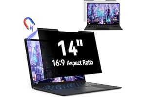 PROTESCREEN Magnetic 14 Inch Laptop Privacy Screen for 16:9 Computer Monitor, Removable Anti Glare Blue Light Filter Protector, 14 in Privacy Shield Compatible with Lenovo Hp Dell Acer Asus Thinkpad Envy Xps
