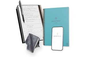 Rocketbook Fusion Reusable Undated Productivity Planner, Executive Size 6x8.8, Teal - Goals, Monthly and Weekly Calendar, Daily To-do List, Lined and Dotted Notes Pages