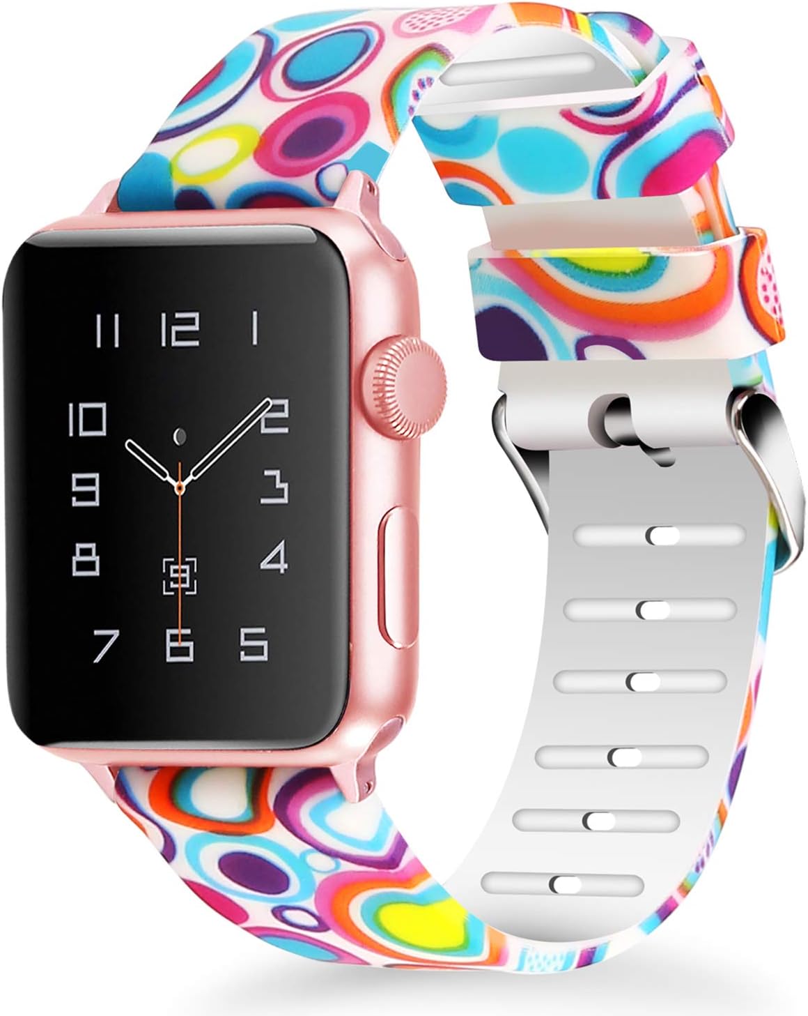 Greatfine Compatible with Apple Watch Band 44MM 42MM, Women Fashion Soft Silicone iWatch Bands Replacement Strap Compatible with Apple Watch Series 4 3 2 1, Sport Nike+ and Edition (A7, 44MM/42MM)