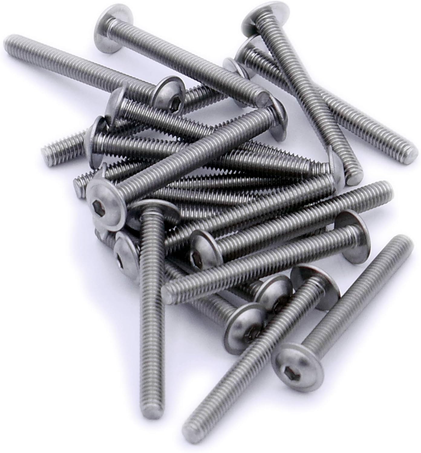 M5 (5mm x 70mm) Flanged Hex Socket Button Machine Screw (Bolt) Stainless Steel (A2) (Pack of