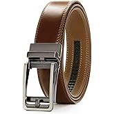 PlusZis 28"-68" Men's Leather Ratchet Dress Belt Big And Tall With Automatic Buckle