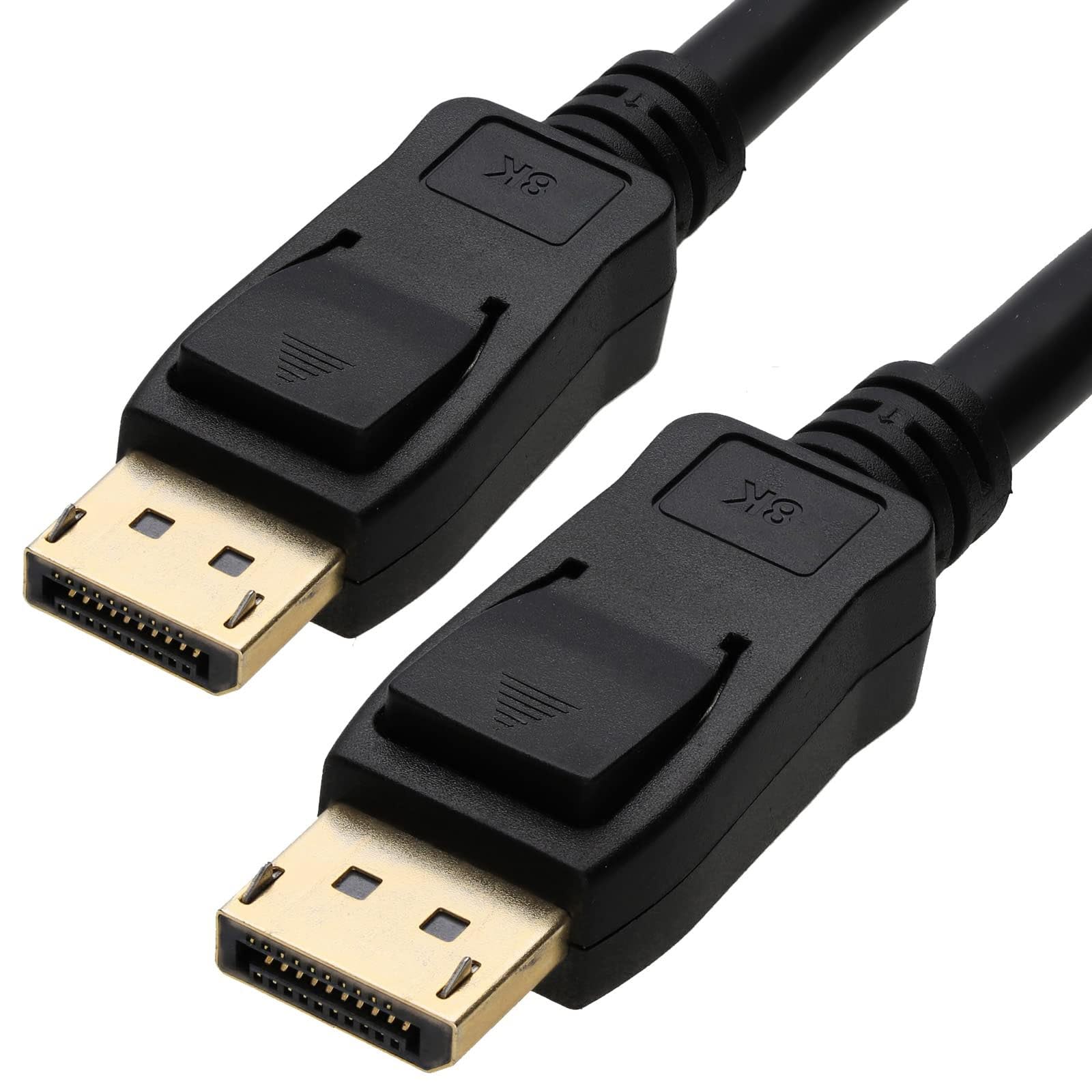 kenable DisplayPort 1.4 Cable 8K 60Hz 4K 120Hz HDR MST HBR3 32.4Gbps Gold Plated Black 2m