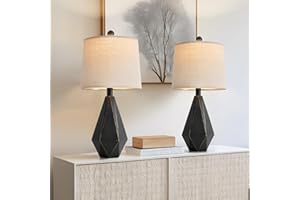 PoKat 20.25'' Table Lamps Set of 2, Bedside Lamp for nightstand, Small Farmhouse Lamps for Bedroom, Black Bedroom Lamps for Living Room, Nursery, Black