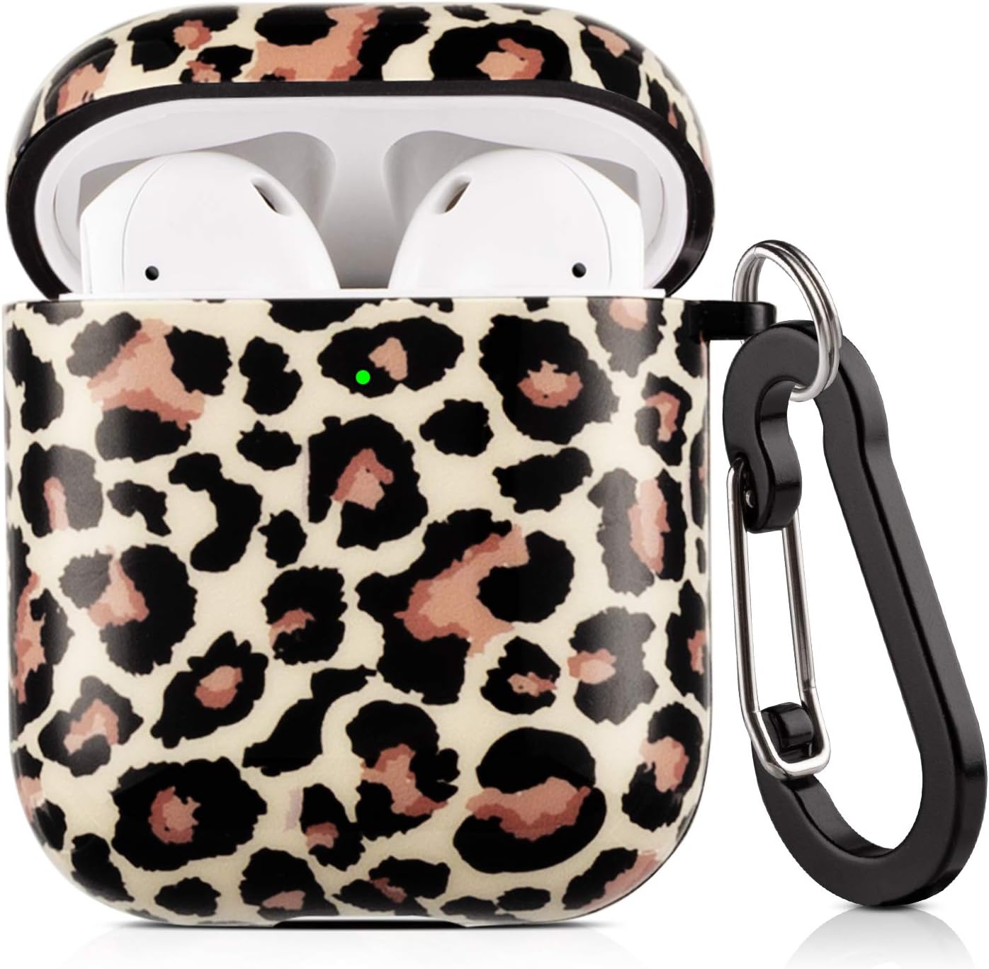 Lokigo AirPods Case Cover Protective Full Compatible with AirPods 2 Case 2&1 Wireless Charging Hard Case Kits with Keychain/Strap/Earhooks/Watch Band Holder for Girls Women Men (Leopard)