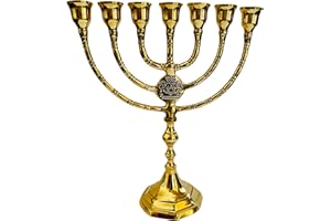 Salomons Menorah Brass, high 10",7 Branch, Menorah Candles, Menorah from Israel, The holy Land -Jerusalem