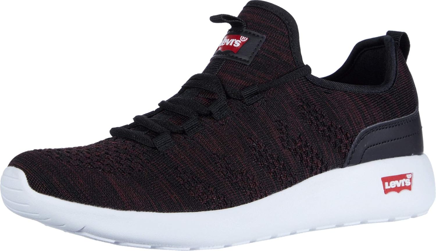 Buy Levi's Mens Apex KT Athletic Inspired Knit Fashion Sneaker Shoe, Black/Burgundy, 7.5 M at