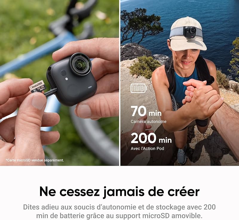 GO Ultra Pack Essentiels Noir Minuit - Caméra Vlog 4K Mains Libres