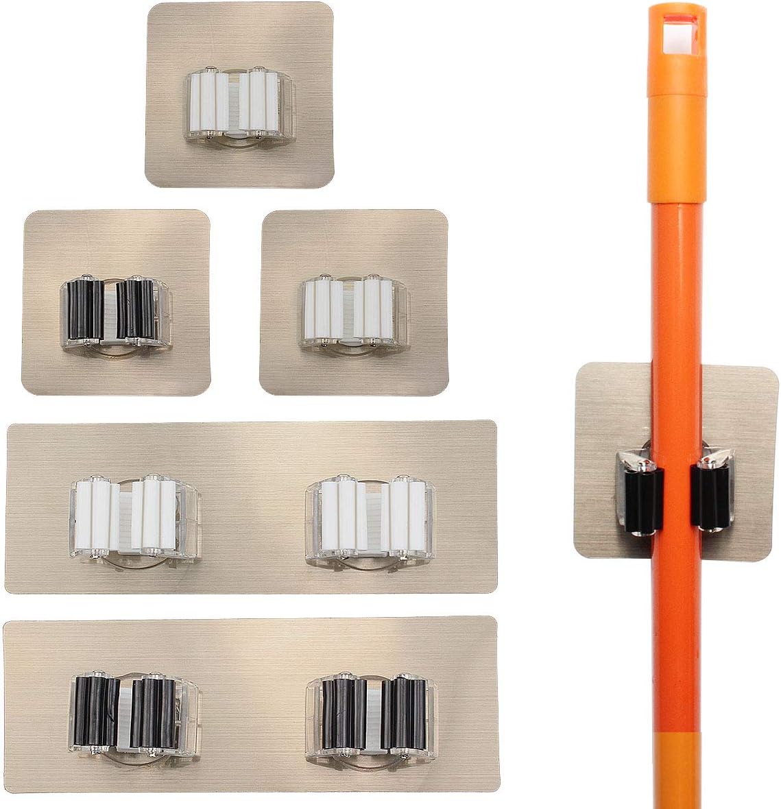 Yotako Broom Mop Holder ,8 Pcs Mop and Broom Hanger Self Adhesive Wall Mount Garden Tool Organizer Rake for Home,Kitchen and Wardrobe