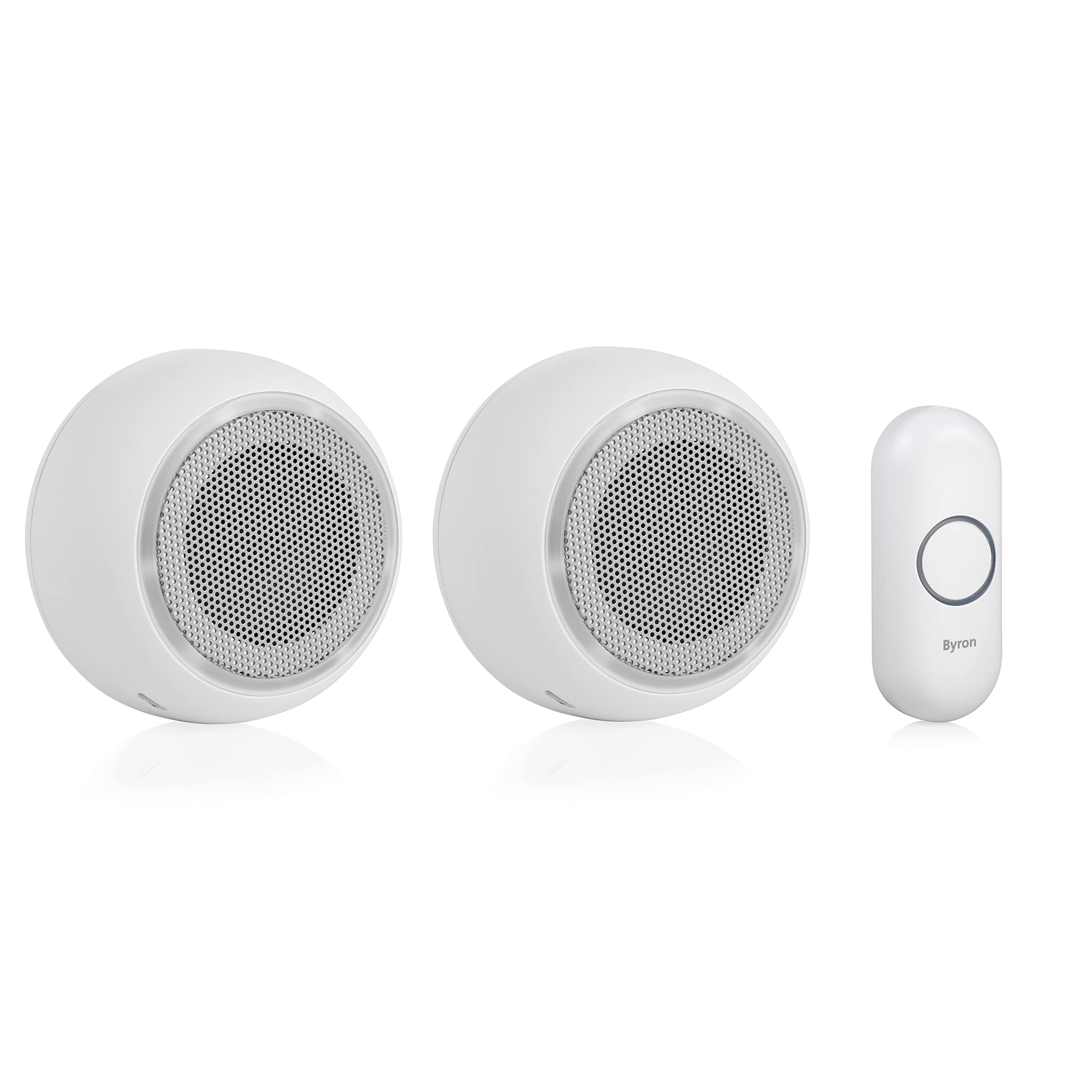 Byron DBY-23514UK Wireless Plug In Doorbell Set, 175m Range, 8 Melodies, Visual Alert System White