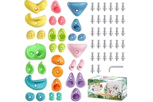 TOPNEW 32 Rock Climbing Holds Multi Size for Kids, Adult Rock Wall Holds Climbing Rock Wall Grips for Indoor and Outdoor Playground Play Set